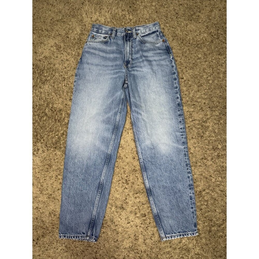 REDONE High Rise Tapered Light Wash Jeans Organic Cotton Basic Casual 26x26.5